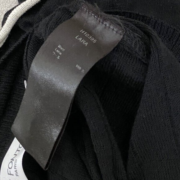 Anne Fontaine Ruffled Knit Top Black White Size 40 Medium Sweater Statement Rare - Picture 3 of 8